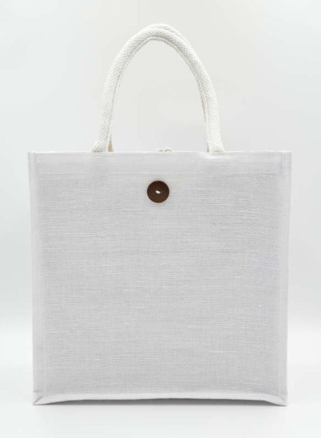 Fatio Set of 10 White Juco Bags with Button – Eco-Friendly & Customizable, Durable for Branding - Image 2